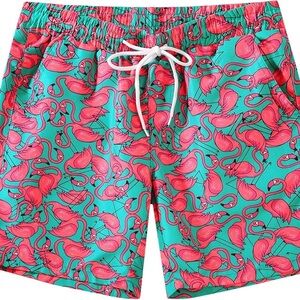 NWT SSLR Mens Swim Trunks Quick Dry with Mesh Lining Flamingo Size 40 XXL
